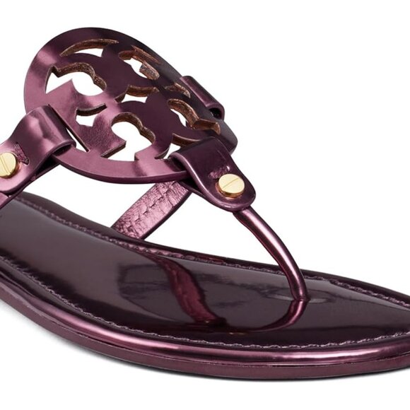 NIB Tory Burch Miller Thong Sandals Metallic Merlot US 7 7.5 8 8.5 9 10 AUTHENTC - Picture 8 of 10